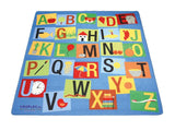 Speelmat Alfabet 200 × 200 cm – educatieve vloermat met omzoomde rand