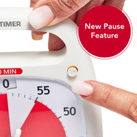 Time Timer® PLUS 60 Minuten – Wit met Rode Schijf | Draagbare Visuele Timer