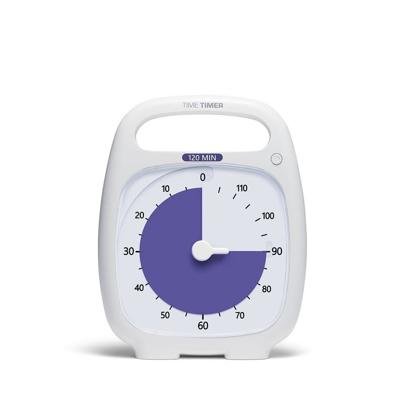 Time Timer® PLUS 120 Minuten – Wit met Paarse Schijf | Visuele Timer voor Langere Taken