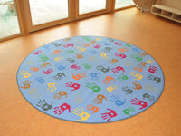 Ronde Speelmat 200 cm – Met Rode, Blauwe, Groene en Gele Handjes