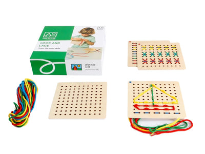 Rijgplankje met veters – kleurrijke patronen rijgen met kleine handen