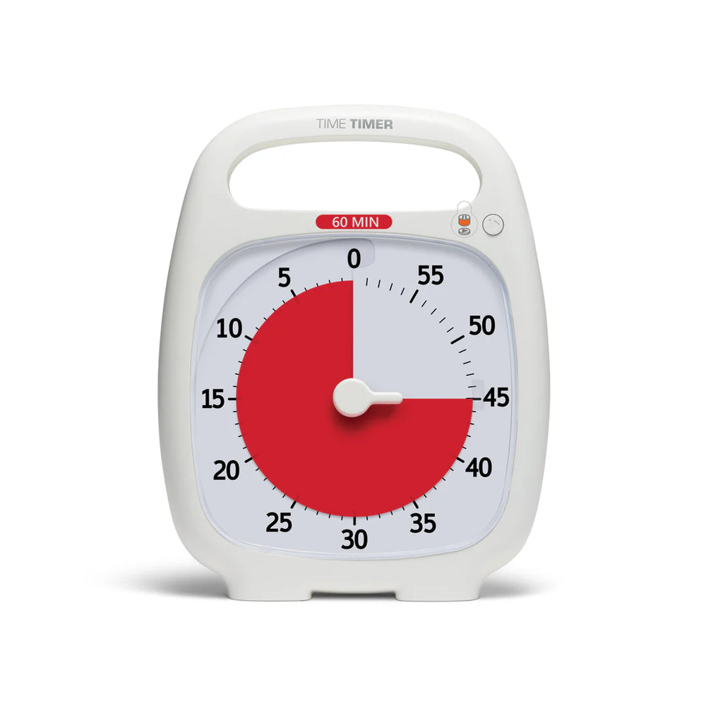 Time Timer® PLUS 60 Minuten – Wit met Rode Schijf | Draagbare Visuele Timer