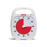 Time Timer® PLUS 60 Minuten – Wit met Rode Schijf | Draagbare Visuele Timer