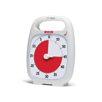 Time Timer® PLUS 60 Minuten – Wit met Rode Schijf | Draagbare Visuele Timer