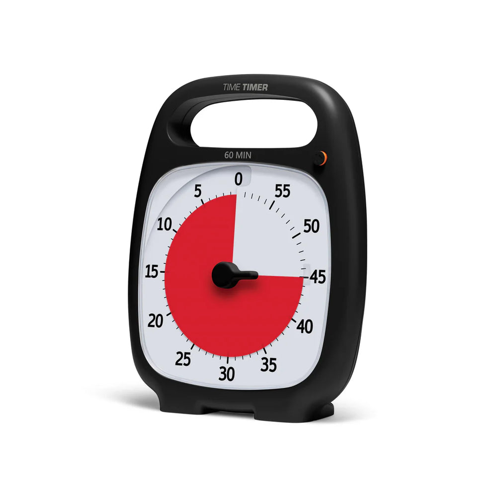Time Timer® PLUS 60 Minuten – Zwart met Rode Schijf | Draagbare Visuele Timer